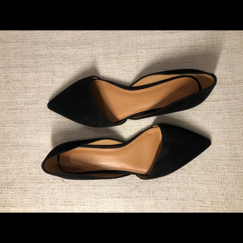 J.crew size 8 1/2 black suede point toe flats